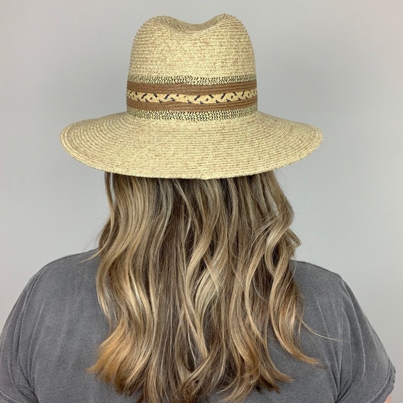 Sunset Trail Straw Rancher Hat Tan Brown Wide Brim - Picture 5 of 8